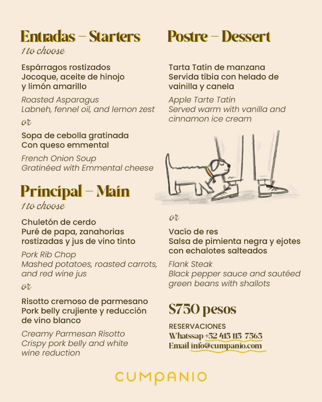 cumpanio menu